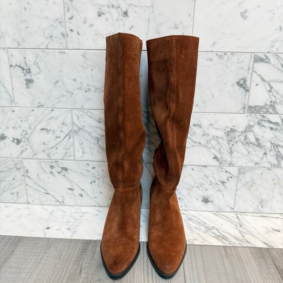 Naturalizer Fae Knee High Boot Saddle Tan Suede Western Chic 7.5W NEW - Picture 3 of 9